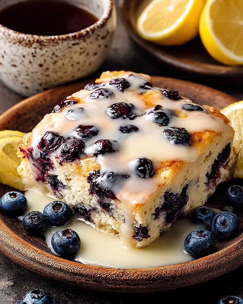 A delicious plate of Blueberry Butter Swim Biscuits with Lemon Glaze: A Sweet, Buttery Delight