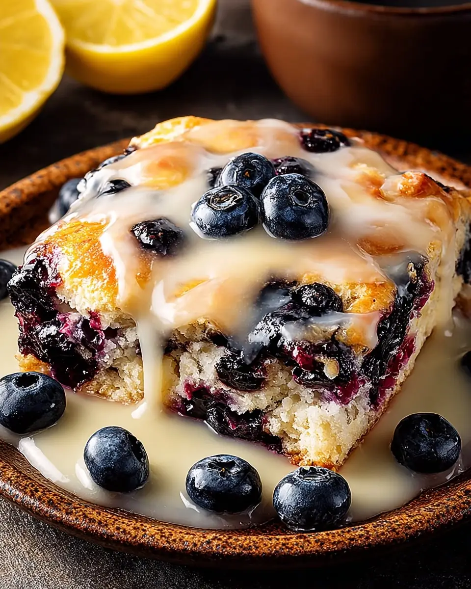 A delicious plate of Blueberry Butter Swim Biscuits with Lemon Glaze: A Sweet, Buttery Delight