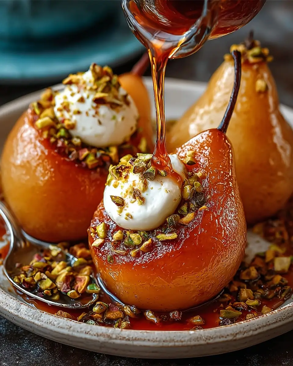 A delicious plate of Caramel Pistachio Baked Pears: The Ultimate Cozy Dessert Guide