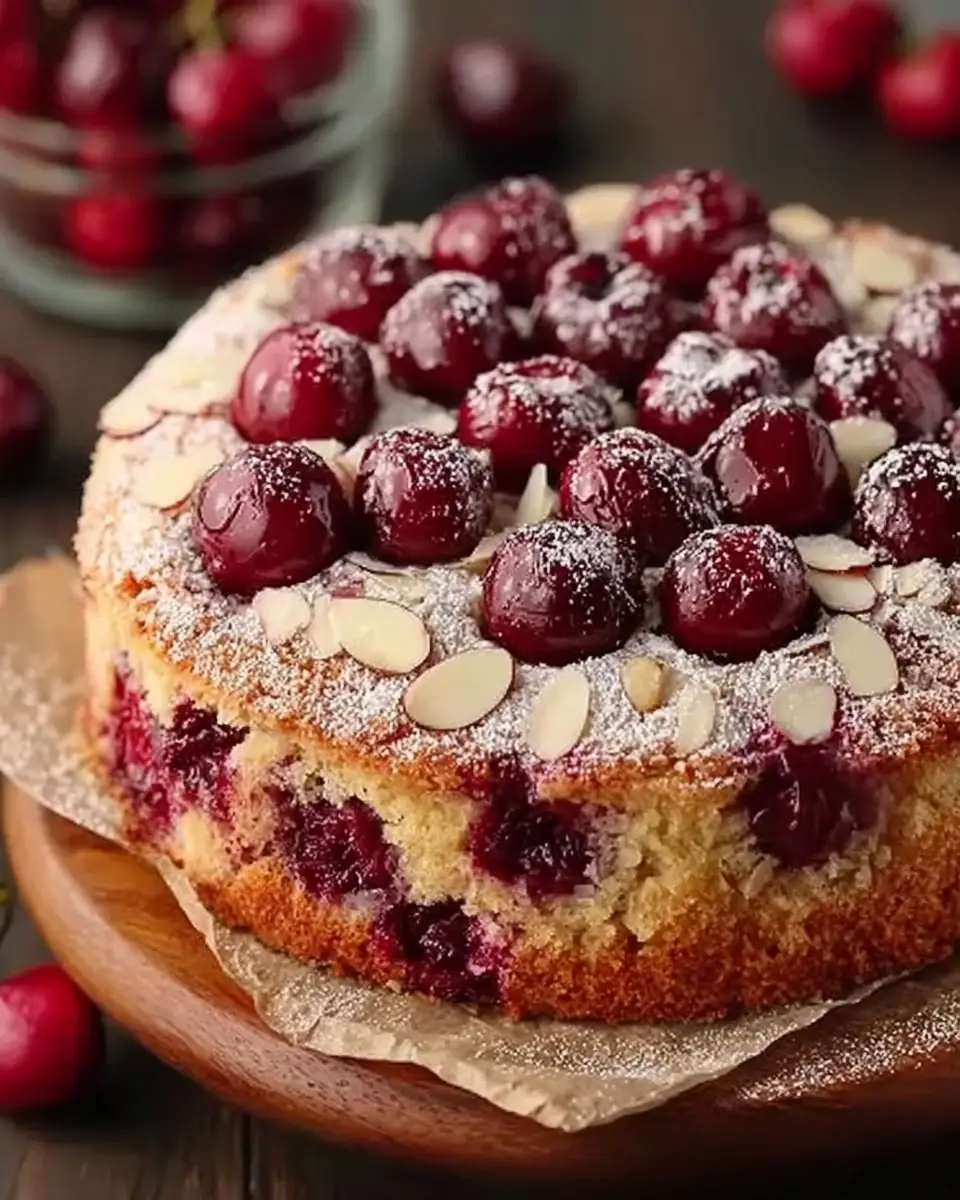A delicious plate of Cherry Almond Cake with Buttermilk: Your Ultimate Guide to a Moist, Nutty Delight