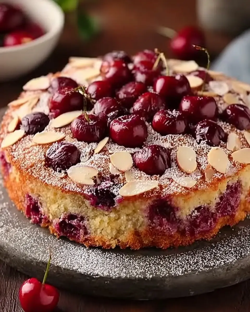 A delicious plate of Cherry Almond Cake with Buttermilk: Your Ultimate Guide to a Moist, Nutty Delight