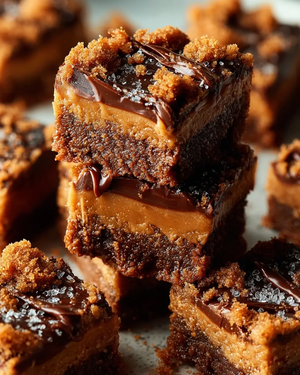 A delicious plate of Chewy Spiced Cookie Butter Bars with Dark Chocolate
