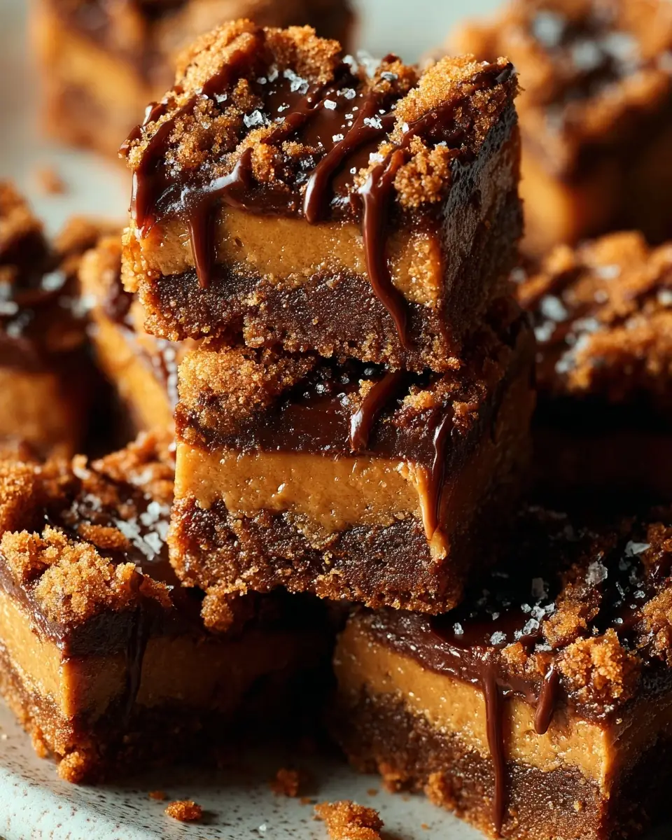 A delicious plate of Chewy Spiced Cookie Butter Bars with Dark Chocolate