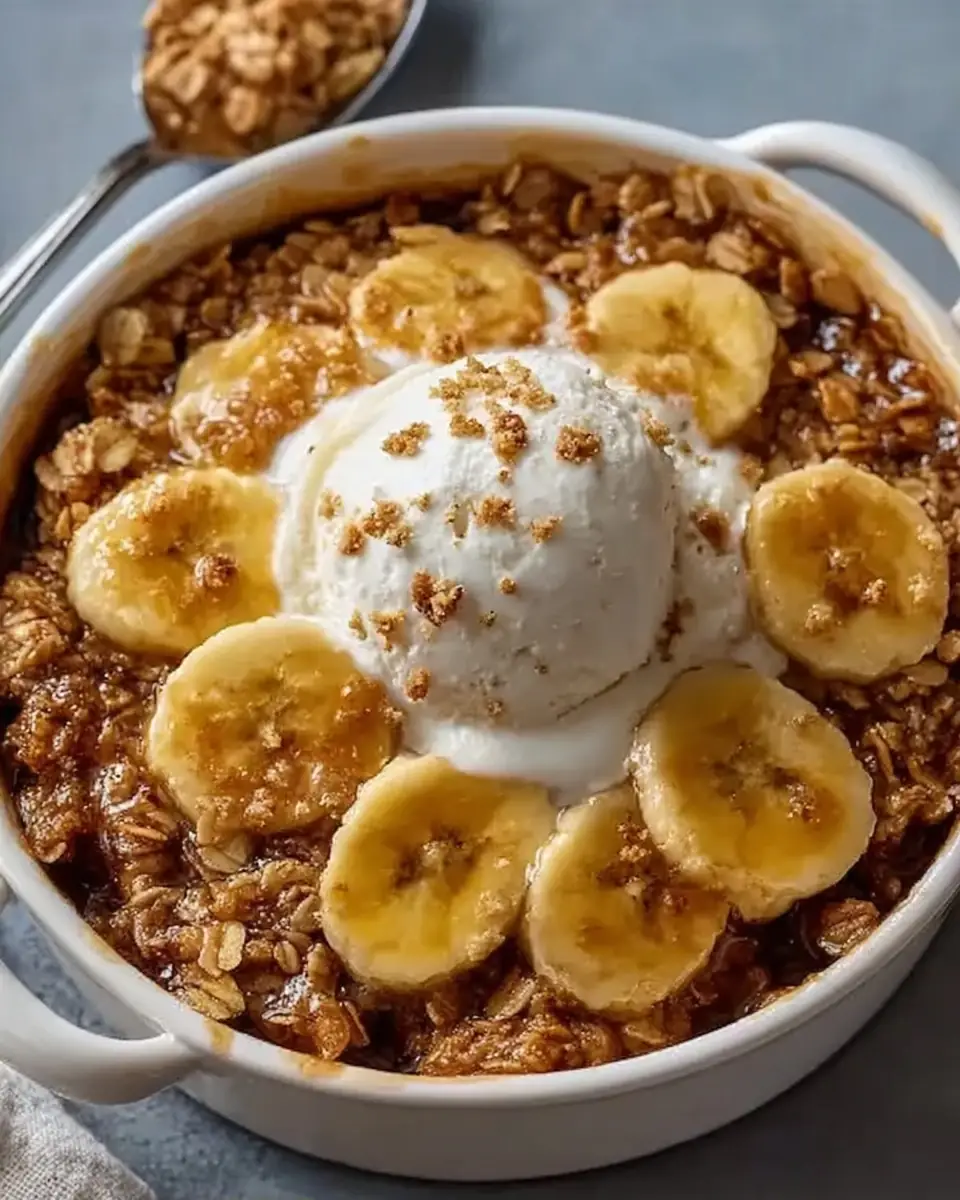 A delicious plate of Easy Banana Crisp with Oats and Walnuts: A Comforting Dessert You'll Crave Again and Again