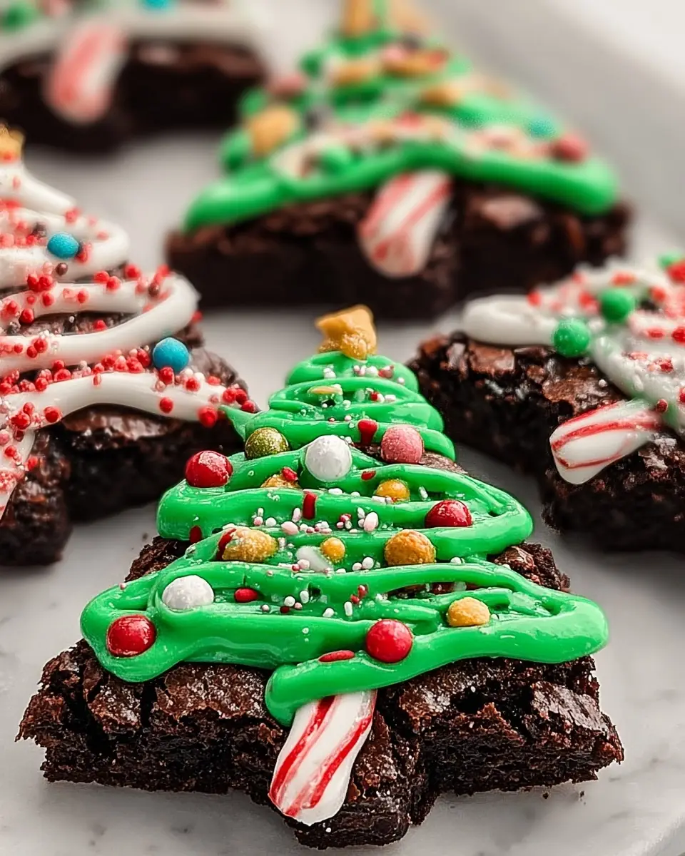 A delicious plate of Festive Christmas Tree Brownies – The Ultimate Holiday Treat Your Family Will Love