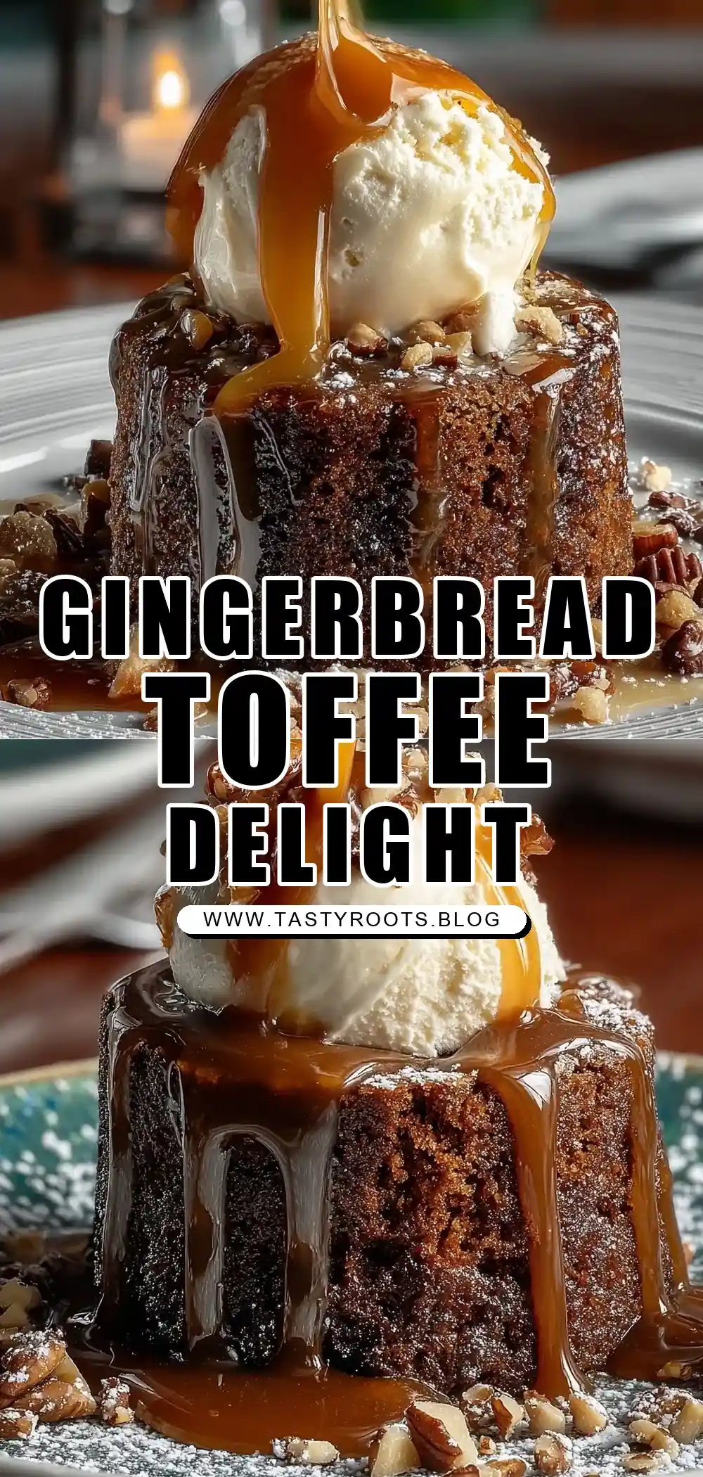 Gingerbread Sticky Toffee Pudding with Apples & Toasted Nuts