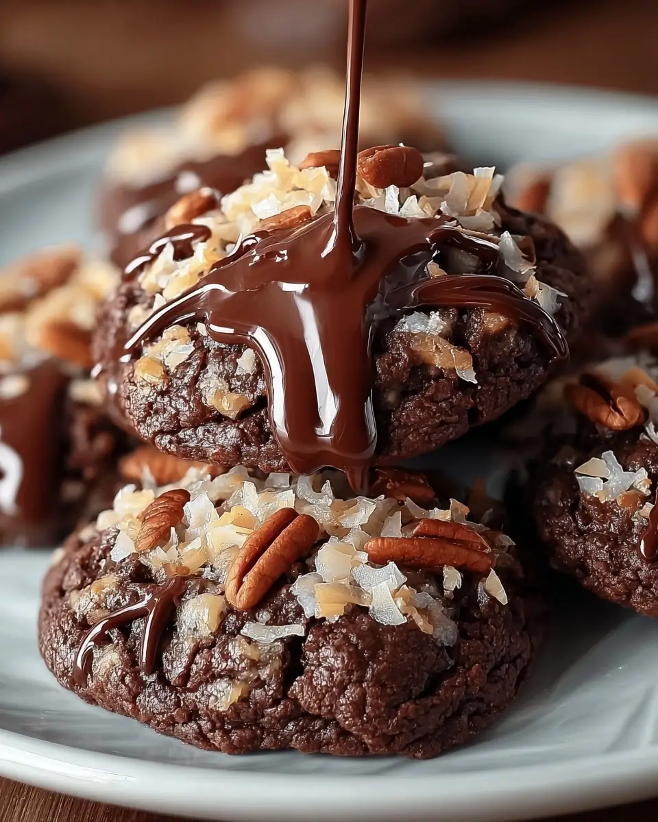 A delicious plate of German Chocolate Cookies Recipe – Rich, Chewy, and Irresistible