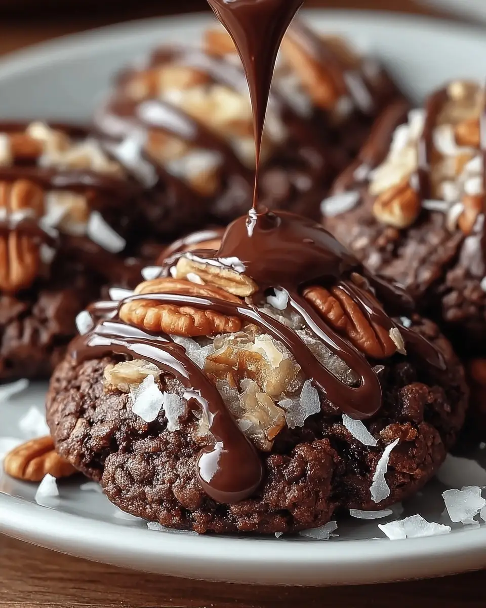 A delicious plate of German Chocolate Cookies Recipe – Rich, Chewy, and Irresistible