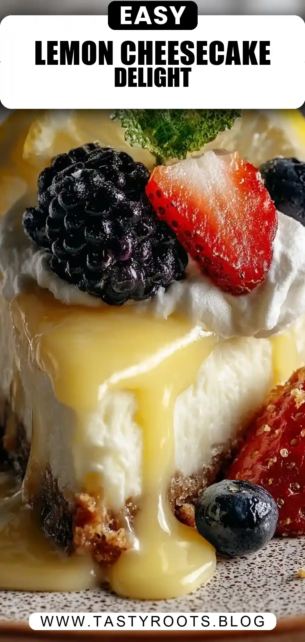 Lemon Curd Cheesecake with Nutty Crust & Fresh Berries