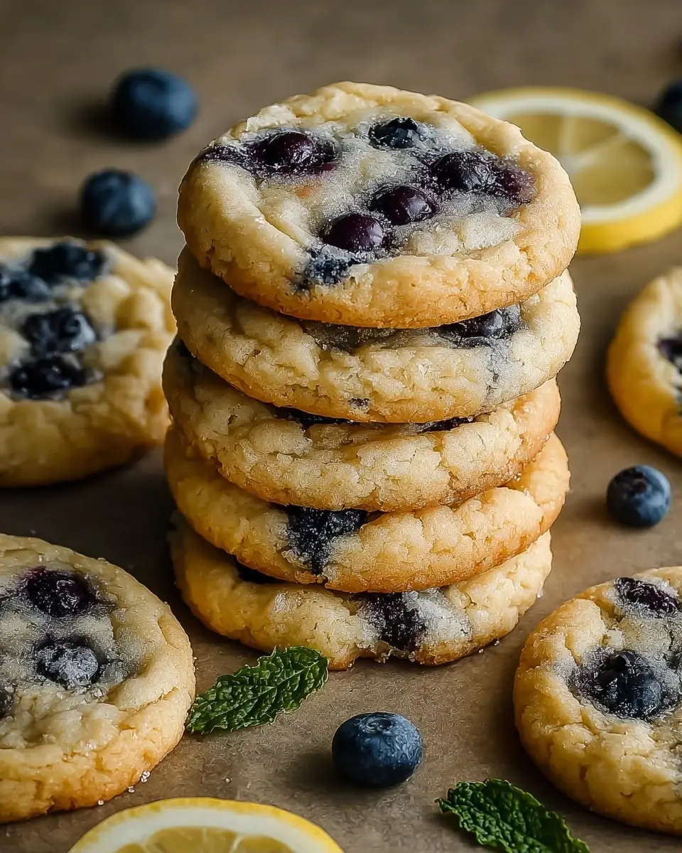 A delicious plate of Lemon Blueberry Cookies: Soft, Zesty, and Bursting with Flavor