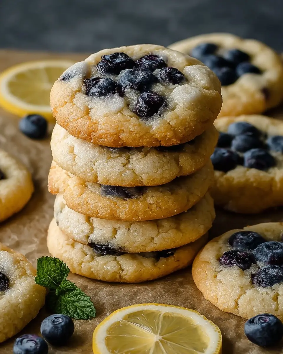 A delicious plate of Lemon Blueberry Cookies: Soft, Zesty, and Bursting with Flavor