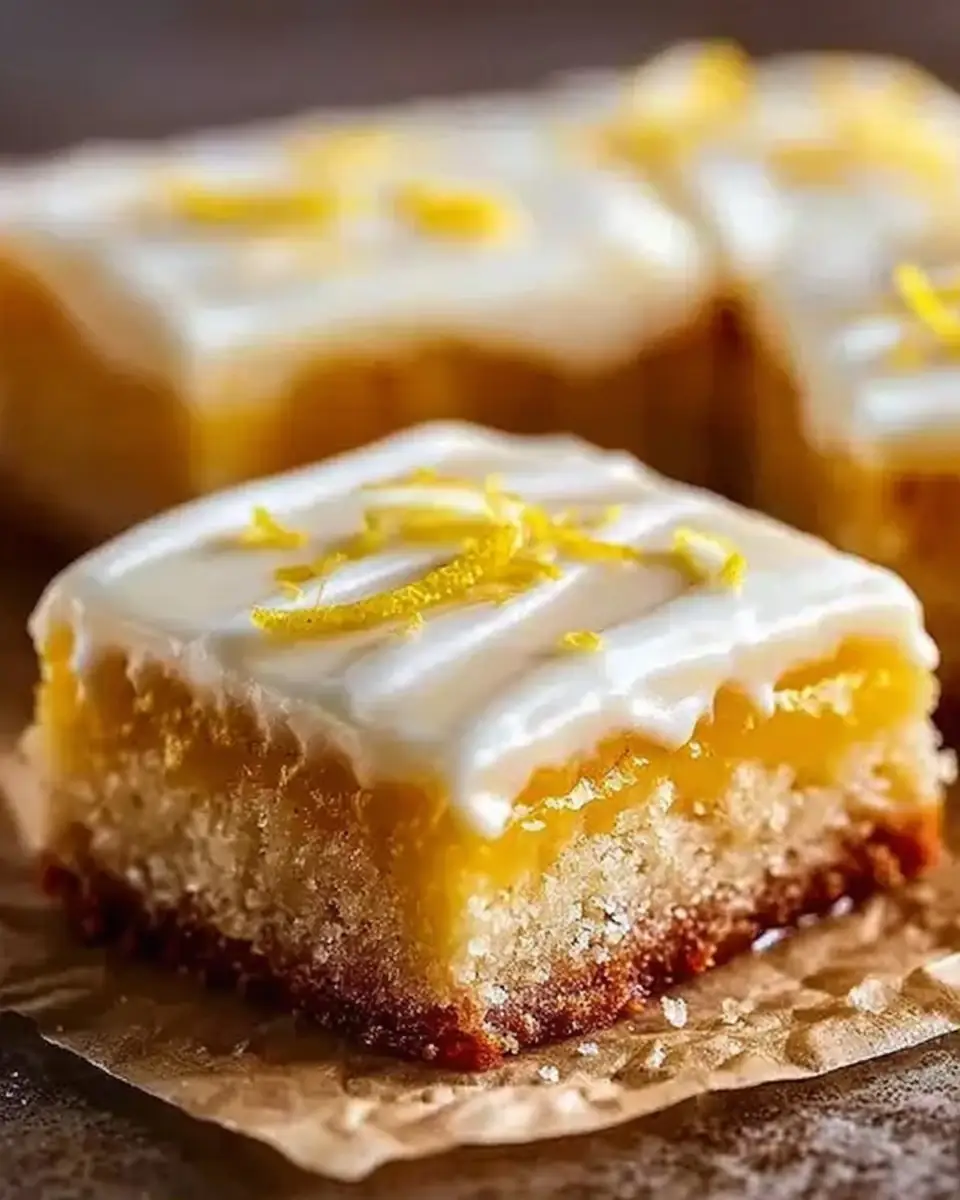 A delicious plate of Lemon Brownies with Zesty Lemon Glaze – A Refreshing Twist on Classic Brownies