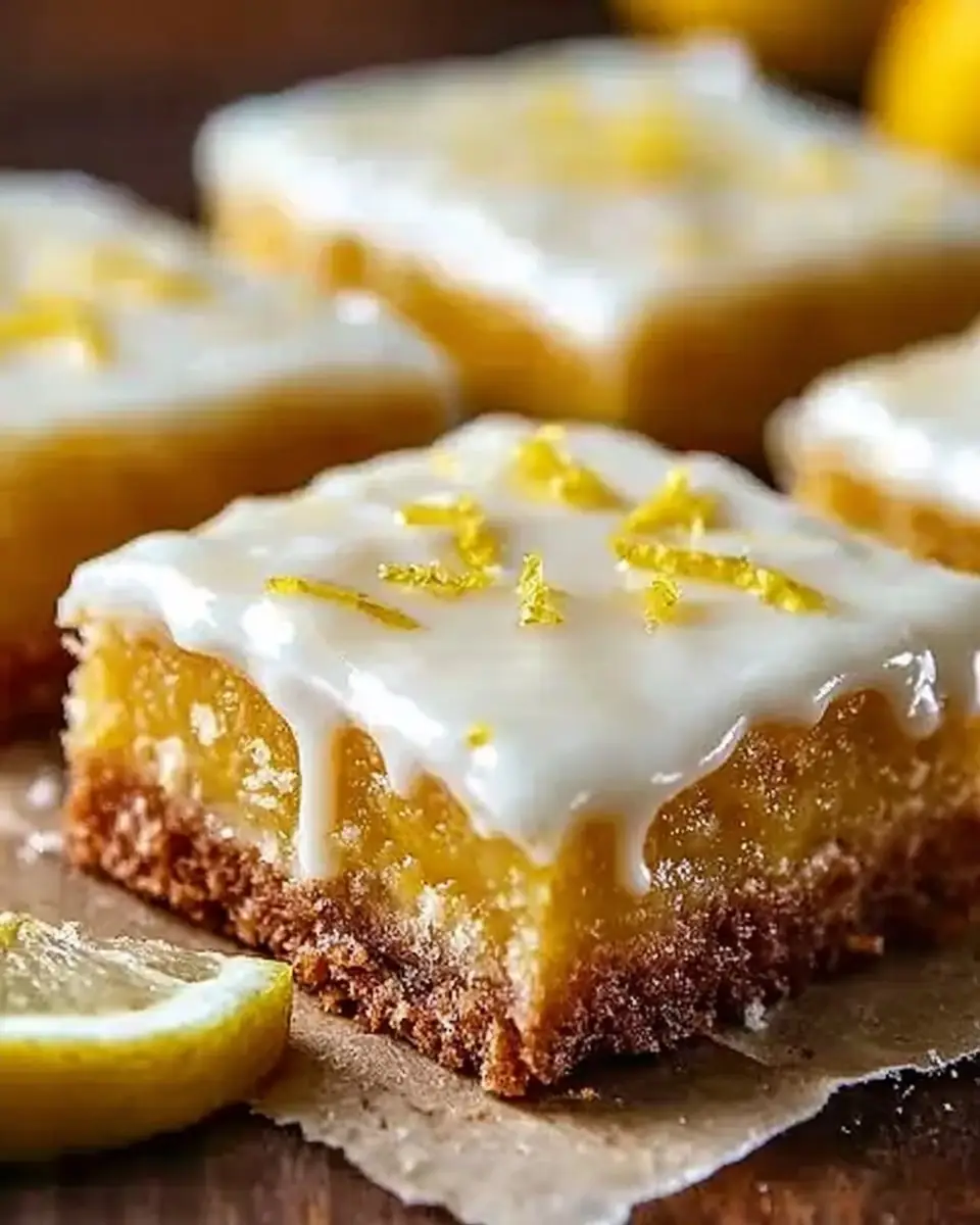 A delicious plate of Lemon Brownies with Zesty Lemon Glaze – A Refreshing Twist on Classic Brownies