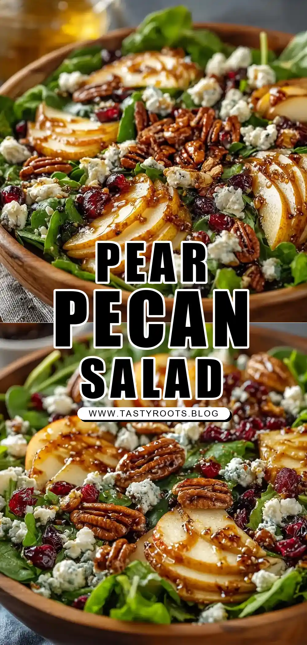 Pear and Candied Pecan Salad with Balsamic Vinaigrette — A Sweet, Crunchy, and Refreshing Delight