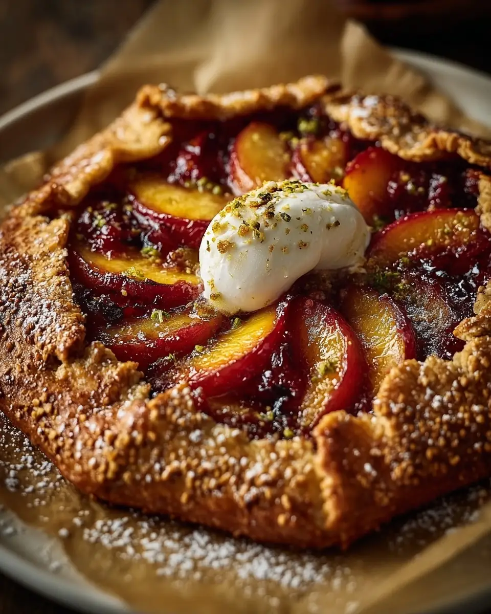 A delicious plate of Peach Maple Galette: A Rustic Dessert with Warm Summer Flavor