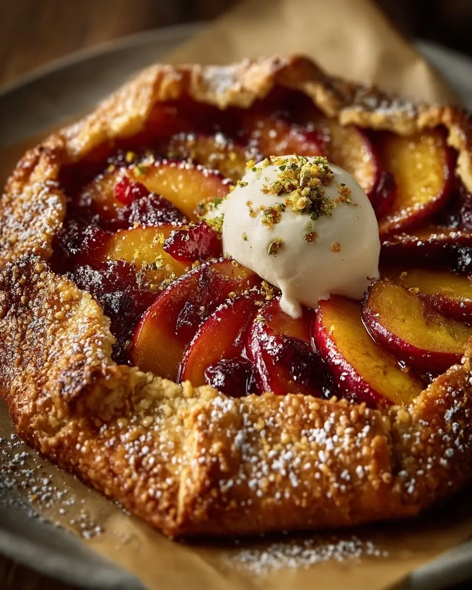 A delicious plate of Peach Maple Galette: A Rustic Dessert with Warm Summer Flavor