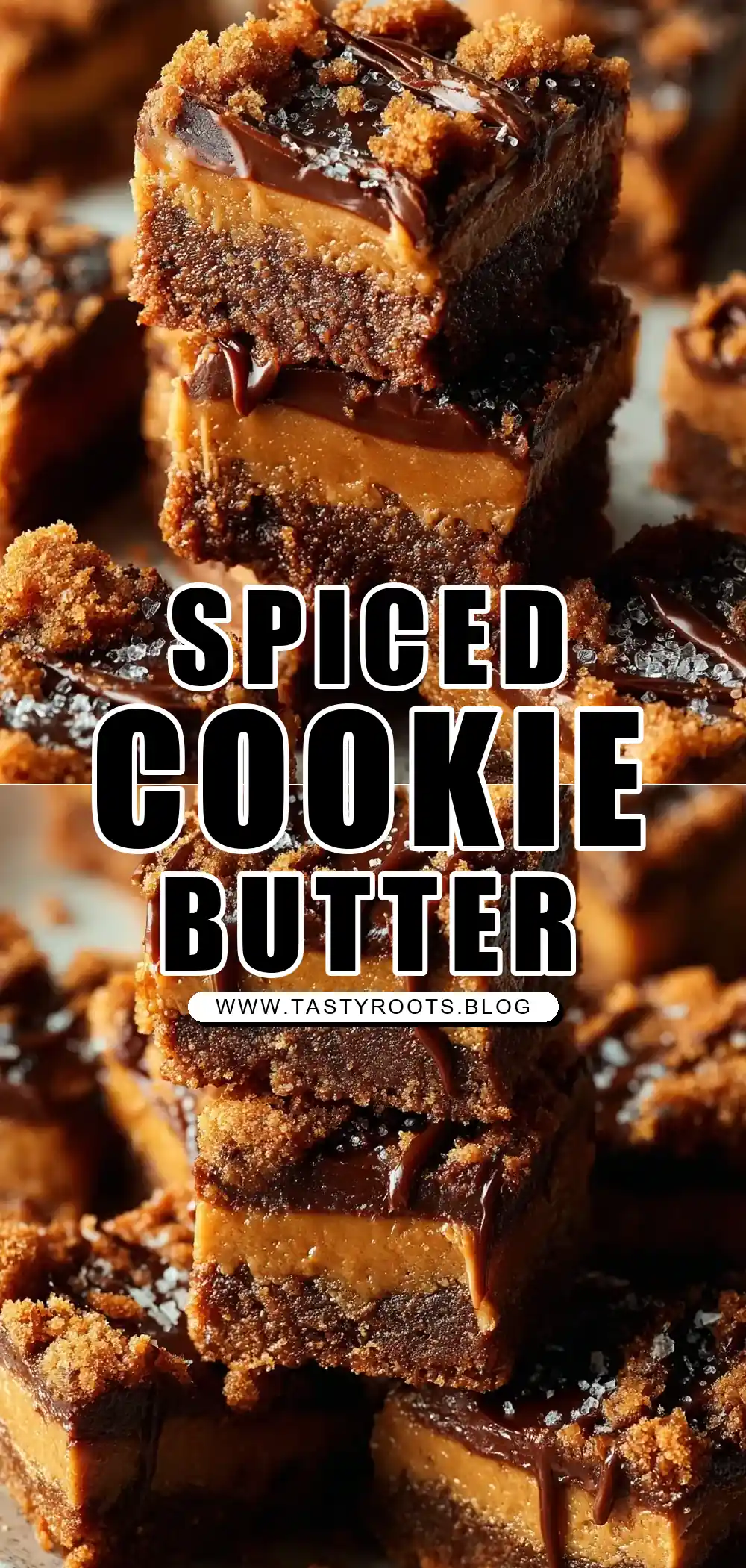 Chewy Spiced Cookie Butter Bars with Dark Chocolate