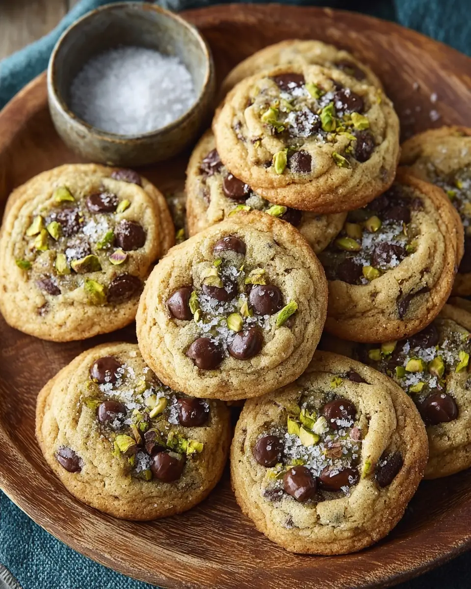 A delicious plate of Salted Pistachio Chocolate Chip Cookies – A Sweet and Salty Indulgence You’ll Crave