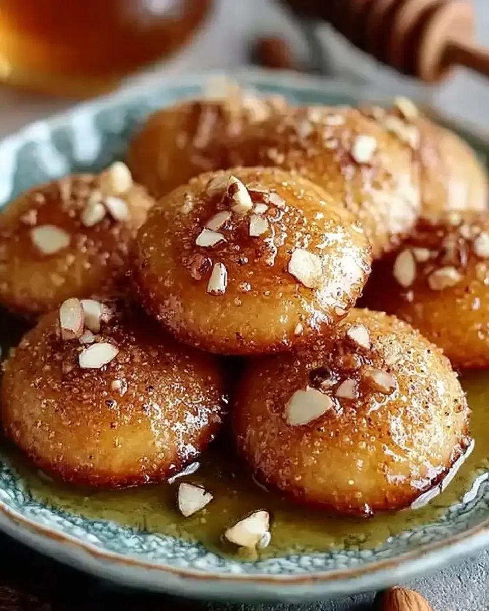 A delicious plate of Soft Honey-Spiced Greek Cookies with Citrus Syrup: A Sweet Taste of Tradition