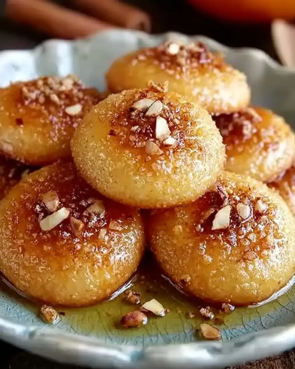 A delicious plate of Soft Honey-Spiced Greek Cookies with Citrus Syrup: A Sweet Taste of Tradition