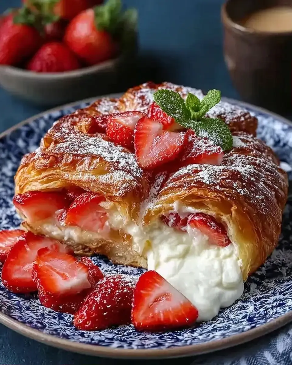A delicious plate of Strawberry Croissant French Toast Casserole: A Comforting Brunch Delight