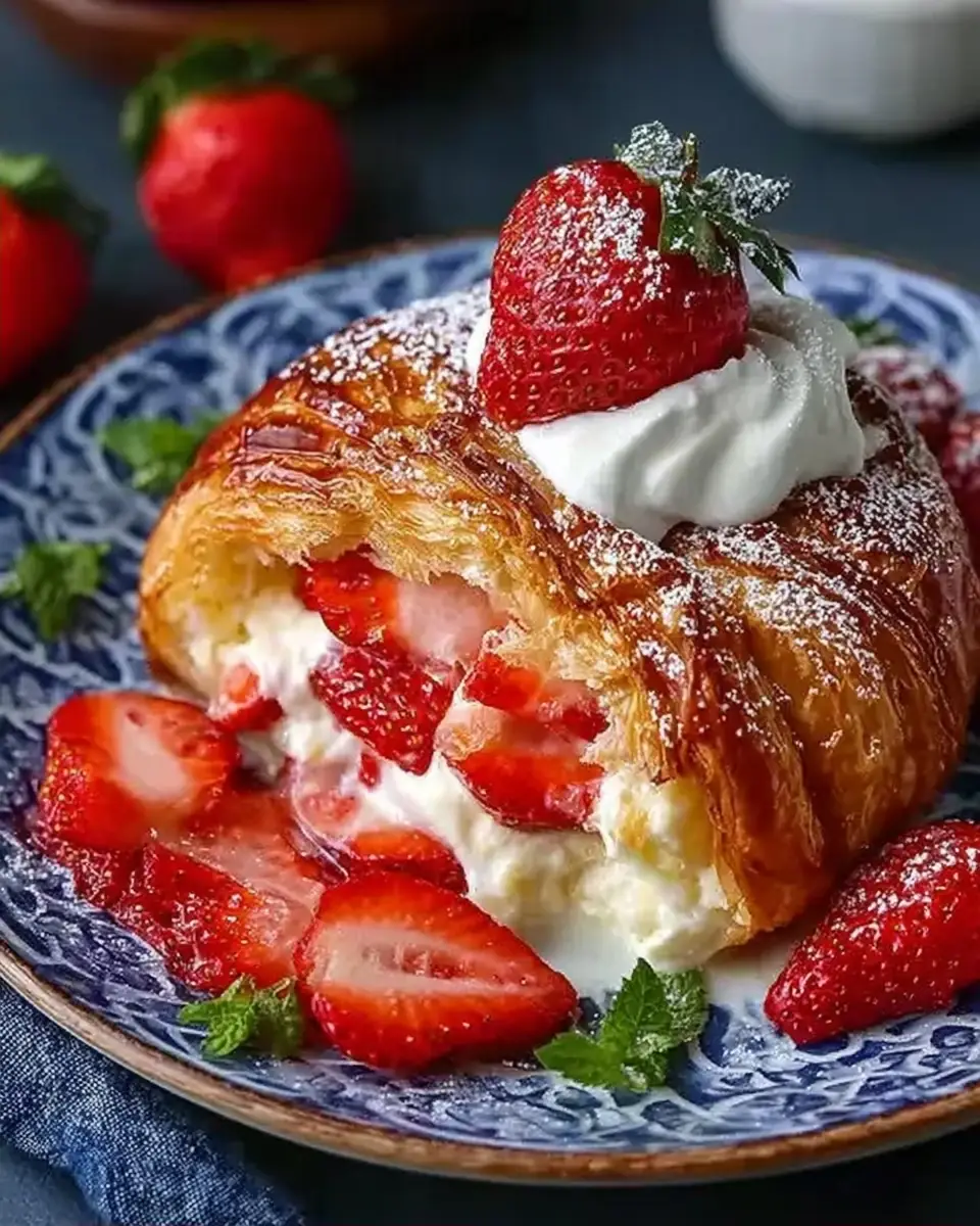 A delicious plate of Strawberry Croissant French Toast Casserole: A Comforting Brunch Delight