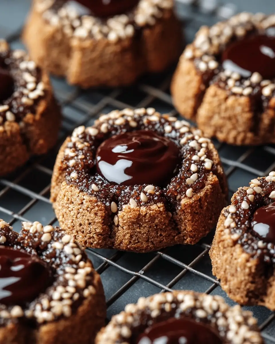 A delicious plate of Tahini and Chocolate Thumbprint Cookies – A Nutty, Chocolatey Treat You’ll Love