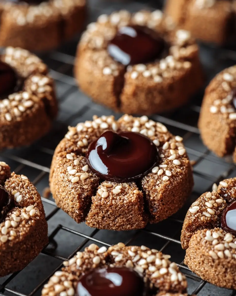A delicious plate of Tahini and Chocolate Thumbprint Cookies – A Nutty, Chocolatey Treat You’ll Love