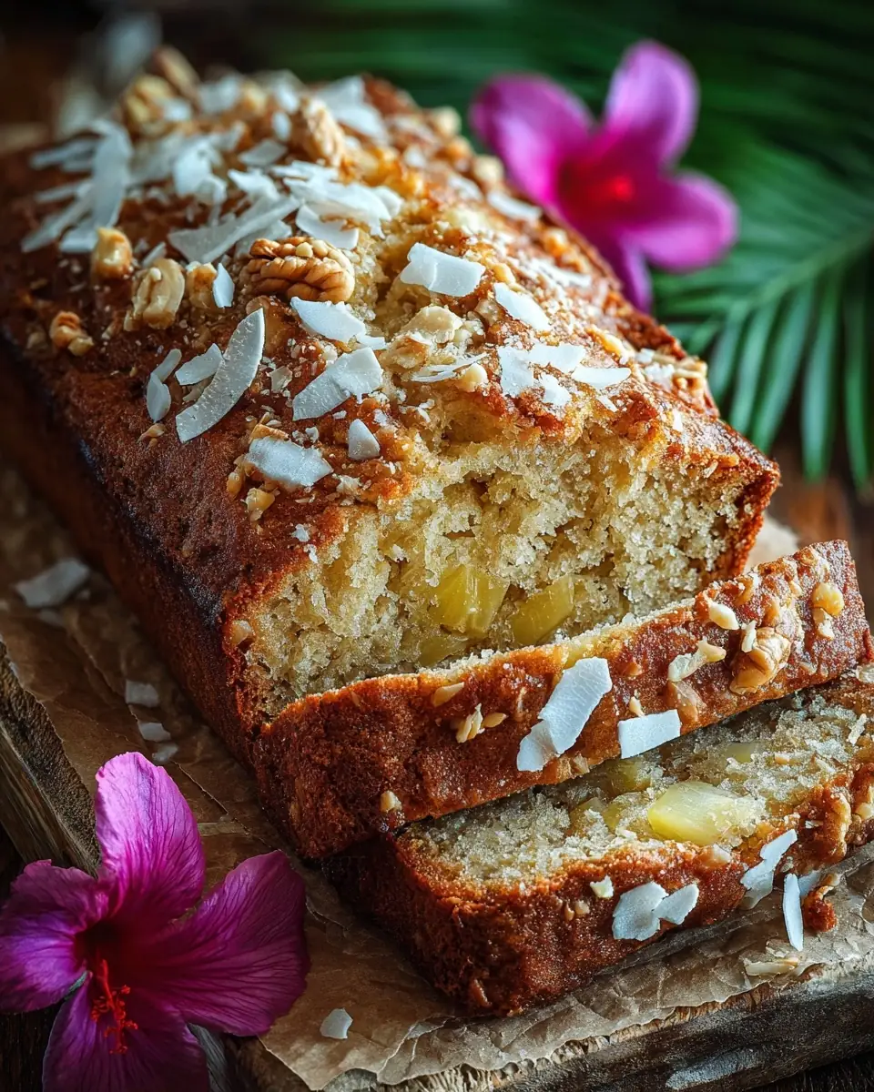 Tropical Banana Pineapple Bread with Coconut and Nuts – A Moist Island-Inspired Classic