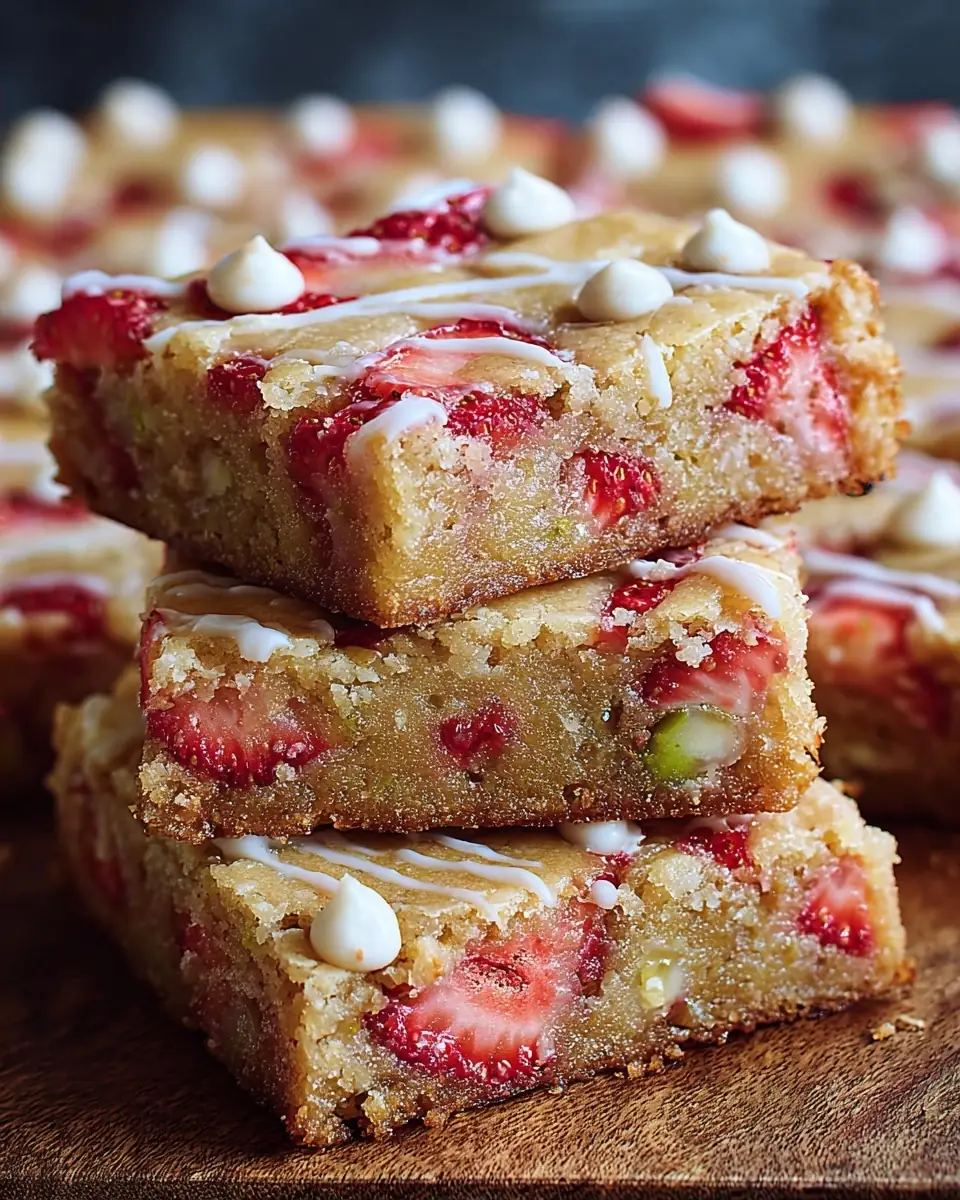 A delicious plate of Zesty Strawberry Lime Blondies That Burst with Fresh Citrus Flavor